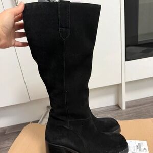 Sophisticated Black Suede Heeled Boots